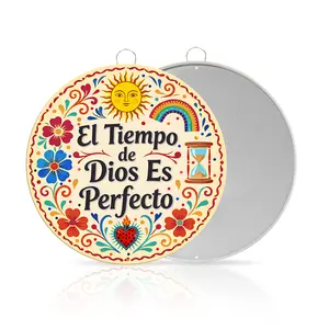 1pc multiple size "El Tiempo de Dios Es Perfecto" Round Metal Wall Sign – Colorful Spanish Christian Decor for Home, Garden & Faithful Spaces – Inspirational Tin Art for Living Room, Patio & Prayer Corner
