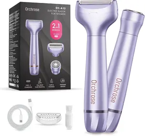 Bikini & Facial Trimmer Electric Razors for Women, Rechargeable Pubic Body Hair Trimmer Electric Shaver for Legs Body Hair, Bikini Shaver IPX7 Waterproof, Gifts for Women, Purple
