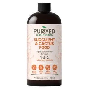 Purived 16oz Succulent & Cactus Liquid Fertilizer – Makes 50 Gallons, Ideal for Aloe, Jade, Cacti & More, All-Natural, Groundwater Safe, Made in USA