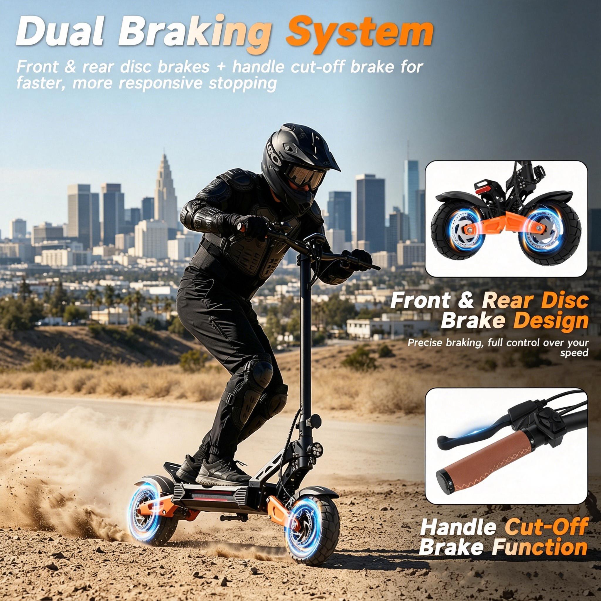 A High-Performance Adult Off-Road E-Scooter | 31MPH Top Speed, 30 Miles Range, 1200W Motor, 10" Pneumatic Tires, Dual Suspension & LED Display – Ideal for City Travel & Off-Road Rides
