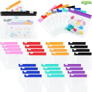 7&28 Pack Color Coded Slide Lock Pill Pouches, Reusable Clear Translucent Zipper Medicine Organizer with Blank Labels,Travel Portable  Waterproof Leakproof Self Sealing, Ideal for Daily Carry, Vitamins and Small Items Storage 4th of july outfit summerwins