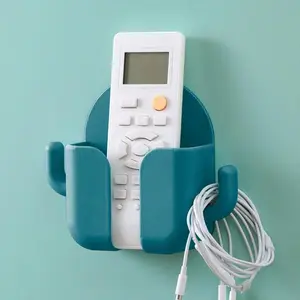 Wall-Mounted Phone Holder with 2 Hooks, Self-Adhesive Charging Stand, Multifunctional Remote Control Holder for Desktop and Bedside