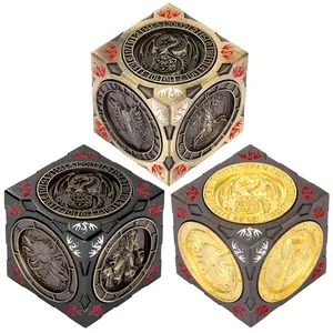 New Dnd Rotating Polyhedral Dice Set, 7-In-1 Metal Dice with Dragon Design, 3D Relief Art, Rpg Role Playing Game Accessories, Includes Gift Bag