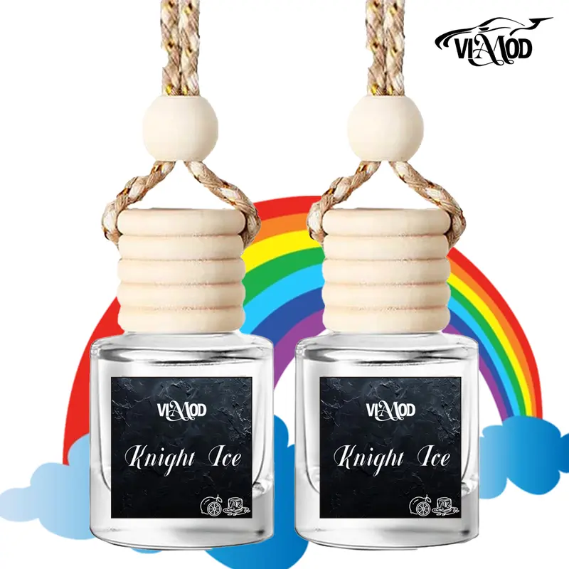 VIAMOD KNIGHT ICE 2PCS Hanging Car Fresheners – Elegant Wooden Bead Diffusers with Refreshing Scent