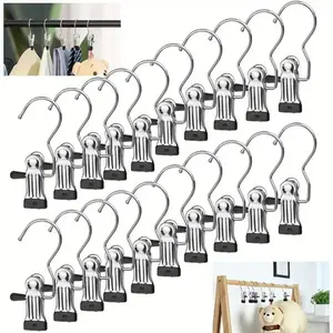 50 Pack Spinning Hook Hanger Boot Hanger Legging Organizer for Closet Boot Holder Clothes Hanging Drying Clips Portable Multifunctional Hangers Single Clip Space Saving for Jeans Hats Tall Boots Towels Gadgets 30Pcs Metal Waterproof travel Hook Room