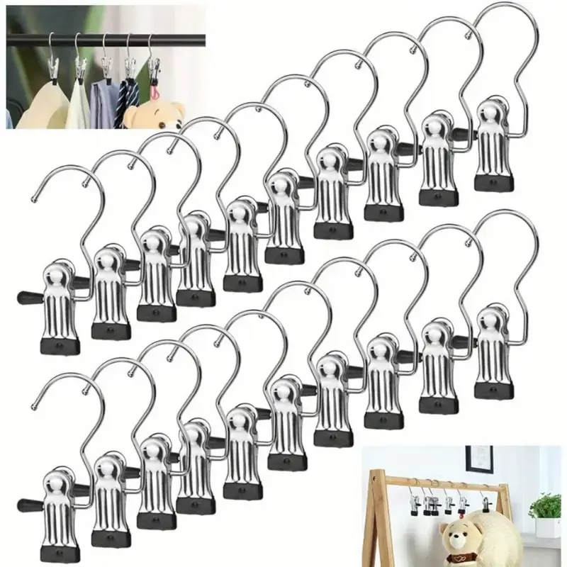 50 Pack multi use Hook Hanger Boot Hanger Legging Organizer for Closet Boot Holder Clothes Hanging Drying Clips Portable Multifunctional Hangers Single Clip Space Saving for Jeans Hats Tall Boots Towels Gadgets,Metal Waterproof travel Hook Room