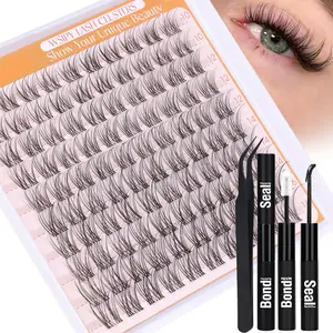 Venus Wispy Lash Clusters Eyelashes, Natural Look, Fluffy D Curl, Mixed Lengths 10-16mm, DIY Extension Kit, Transparent Band, Beginner Friendly