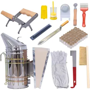 13 count Beekeeping Tools with Bee , Beekeeping Supplies Bee Hives Starter Kit for Beginners and Professional Beekeeper, Durable, Bee Keeping Supplies-All