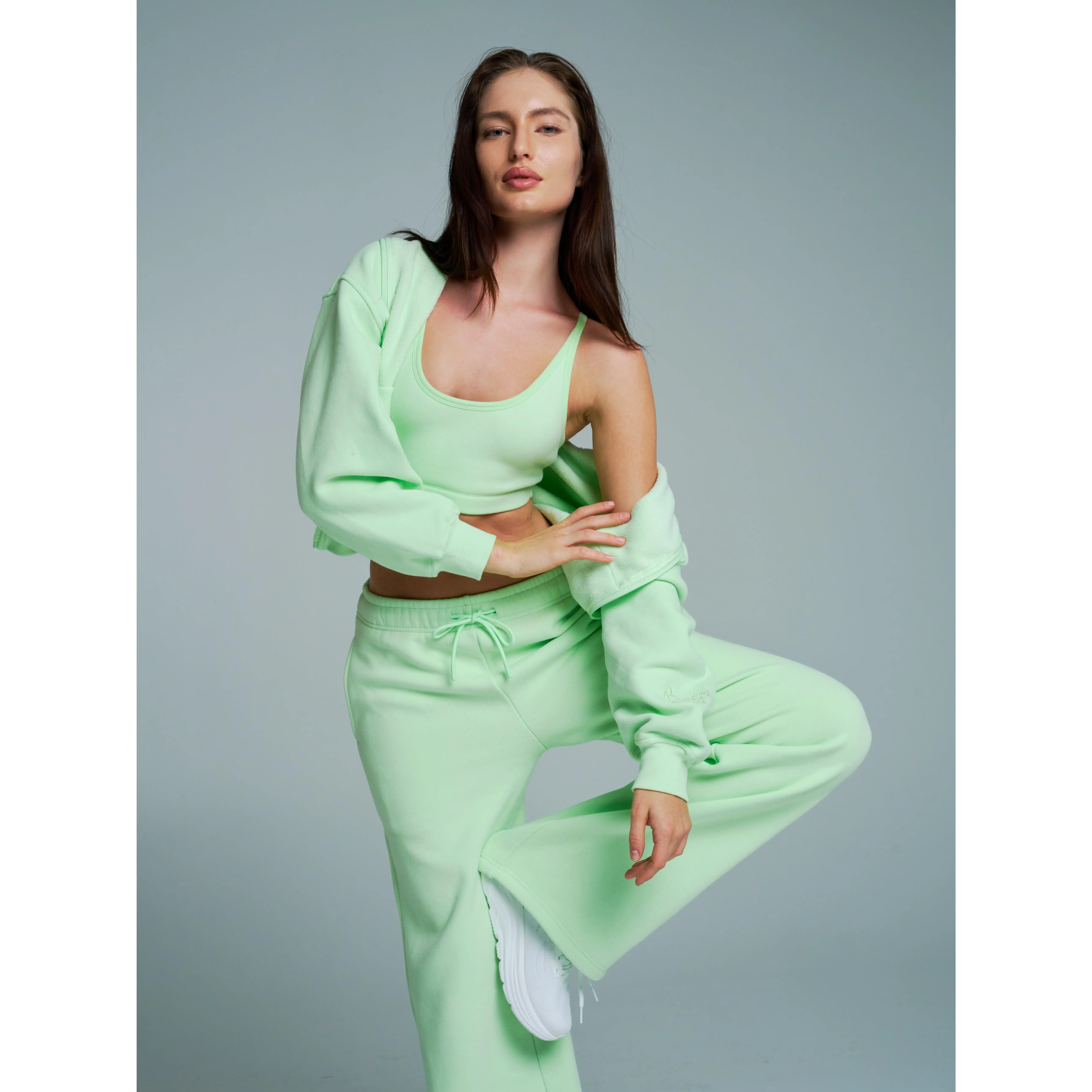 Plush Fleece Zip Hoodie - Honeydew