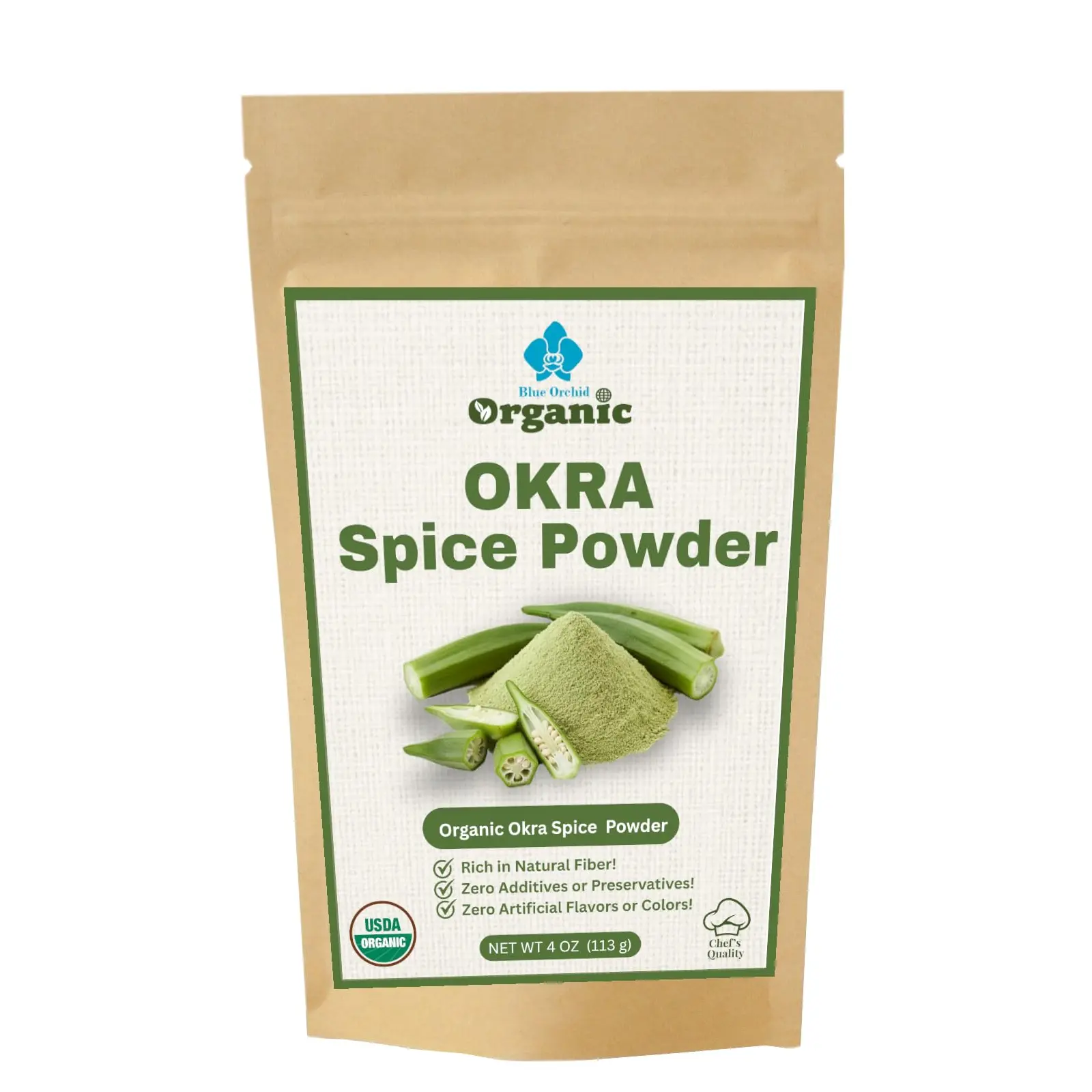 Organic Okra Powder Spice | USDA Certified | High Fiber & Versatile Thickener for Gumbo, Smoothies, Keto