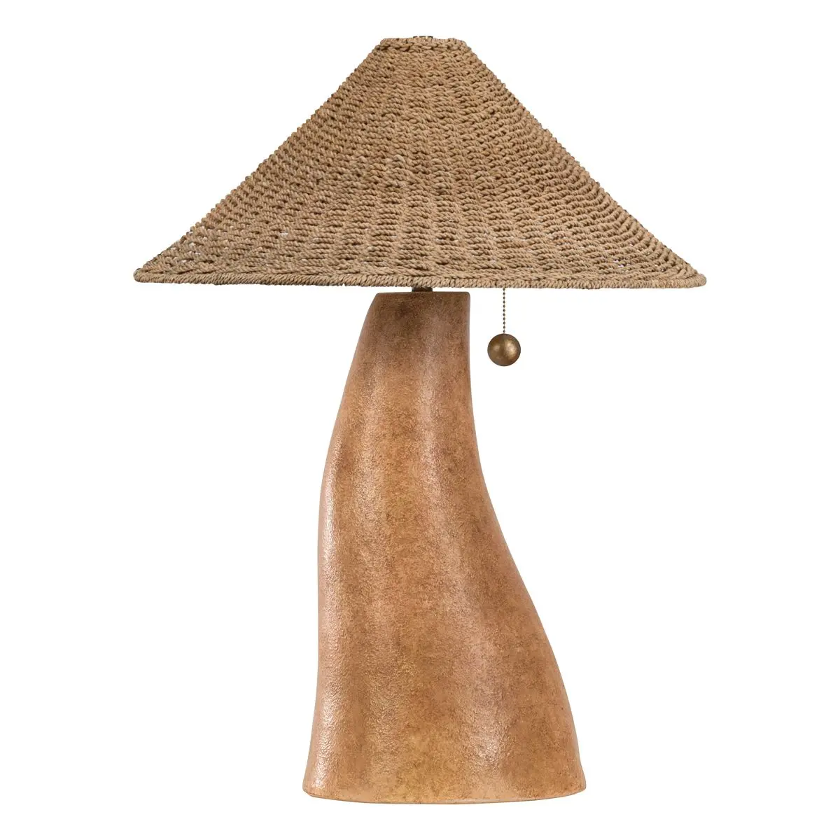 Seyla Table Lamp - Hand-Sculpted Ancient Terracotta with Natural Abaca Shade, Wabi-Sabi Design