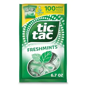 Tic Tac Freshmints, Bulk Bag with 100 Mini Packs (4 Mints each), Share-Size, On-the-Go Mints, 6.7 oz