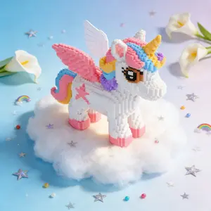 Rainbow Unicorn 3D Puzzle Building Block Ornament, Perfect for Home Decor, Party Decorations, Ideal Gift for All Occasions