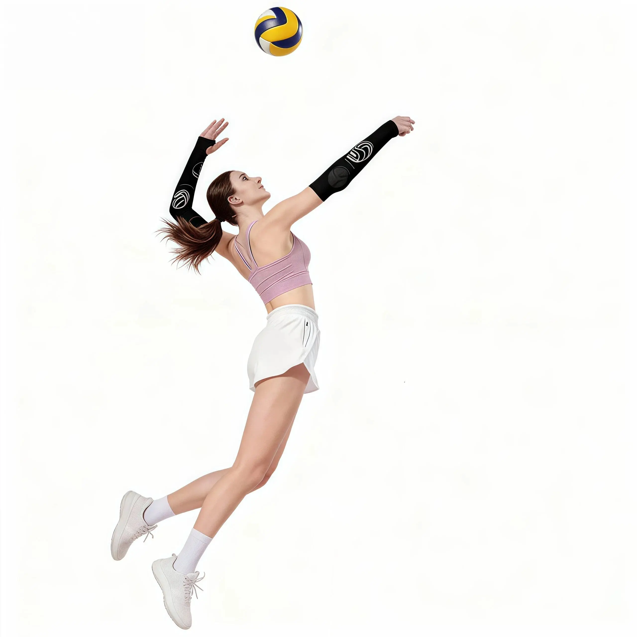 Volleyball Compression Arm Sleeves with Thick EVA Padding, Non-Slip Grip & Finger-Loop Design for Multi-Zone Impact Protection, Arm Sleeves Cover, Sports Sleeves