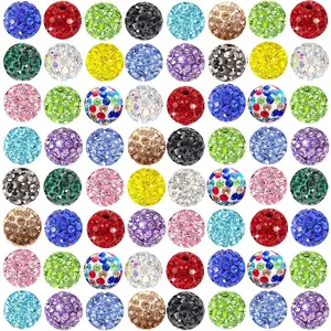 20pcs color random jewelry making water diamond beads, multi-color clay water diamond beads 10mm loose water diamond spacer beads, used for pen making, sparkling diamond beads, used for baseball necklace bracelet making