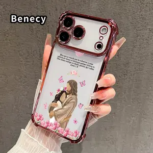 Divine Embrace Pattern Phone Case Suitable for iPhone 17 Pro Max 16 15 Plus Air 14 13 12 11 E Four Corner Air Cushion Anti Drop Transparent Full Coverage Cover