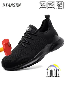 Steel Toe Shoes for Men Work Shoes Lightweightbreathable Safety Sneakers Puncture Resistant Anti-smash Indestructible Shoes for Construction Warehouse Work Sports Shoes
