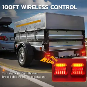 Wireless Trailer Lights, Magnetic LED Trailer Light Kit IP65 Waterproof Tail Lights Suitable for Trucks Boats RVs Trailers
