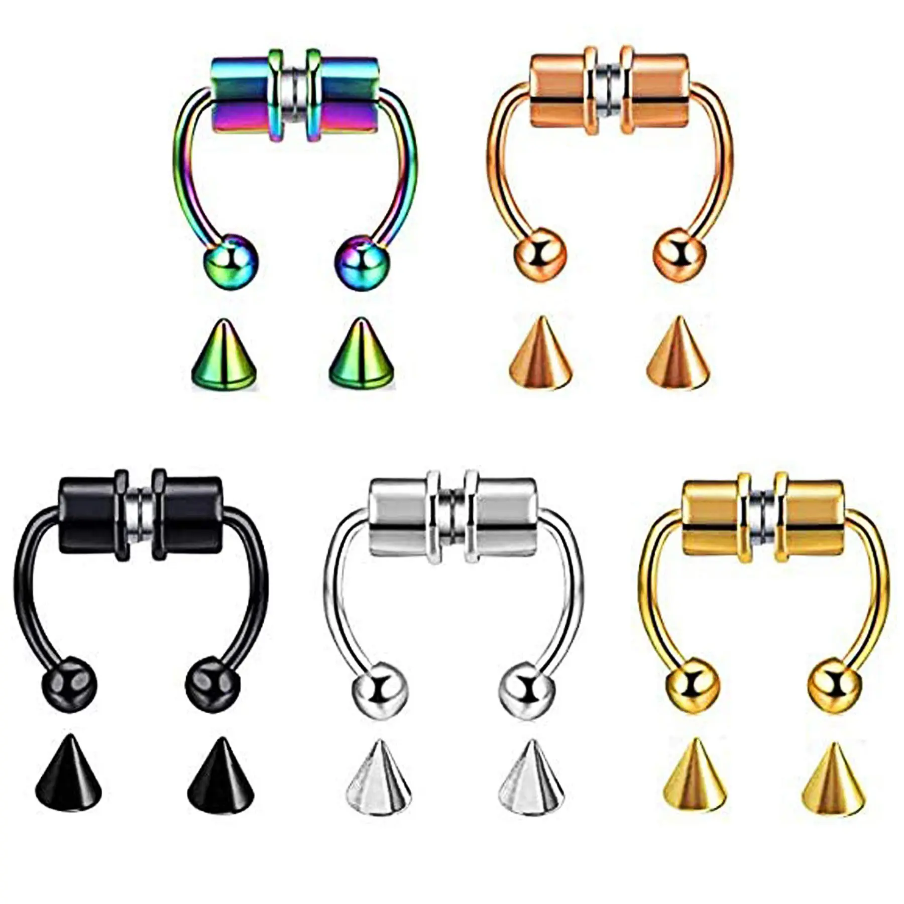 OIDEA 16G Magnetic Septum Ring, Horseshoe Fake Nose Jewelry in Hypoallergenic 316L Stainless Steel, Non-Piercing Clip-On for Women and Men, Nose Ring Jewelry, Fake Piercings, Stainless Steel Jewelry
