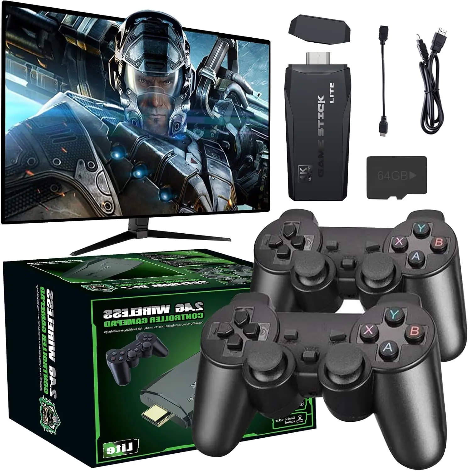 Retro Mini Gaming Console M8 64G Wireless Game Stick with 2.4G Wireless Gaming Controller, HDMI Output, Plug-in Functionality for TV Shows & Games – Ideal for Adults, Christmas & Birthday Gifts, Retro Gaming Console,back to school,back to school haul