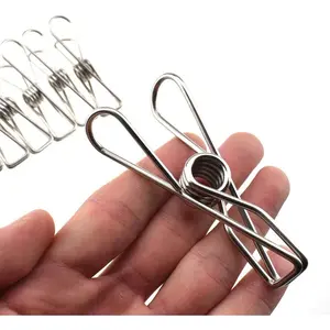 Clothespins Chip Clips  Metal Stainless Steel No Rust Stains  Grip in Heavy Wind 3.4 Inches 14 Pack  Do Not Fall Apart Open Wide for Holding Clothes Snack Bag Clamps