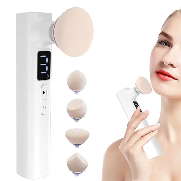 Yeamon Electric Makeup Powder Puff, Makeup Sponge for Powder Foundation, Concealer, Contour, Makeup Brushes Set with Replaceable Puffs and Intelligent Switches Controller, Gifts for Her(White)