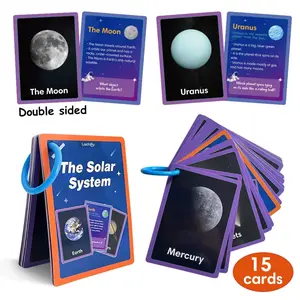 Space Planet Cognitive Teaching Aid, Solar System Planet English Introduction Dual-Sided Quiz Tool Cards, Suitable for Daily Learning Interaction, Word Cards, Flashcards