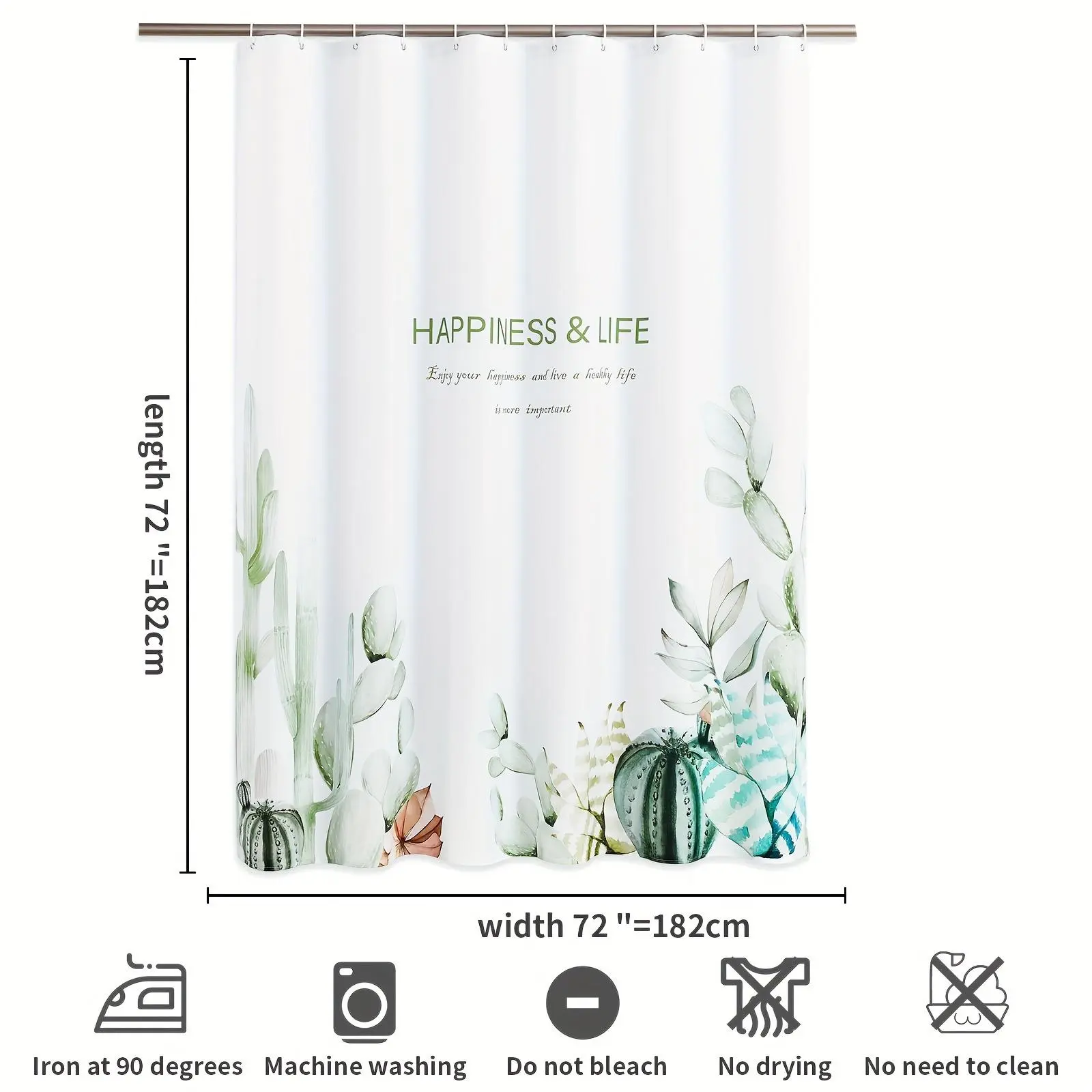 Shower Curtain High Quality Design with - with 12 Plastic Hooks, 72 Width X 72 Height - Odorless, Compatible with Standard Shower, Transparent Color Large Plant Flower Version
