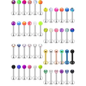 48 count 16G Lip Rings Stainless Steel Tragus Helix Conch   Snake Bite  Monroe Lip Rings Labret Medusa Cartilage Lobe Earrings Studs   6MM 8MM 10MM