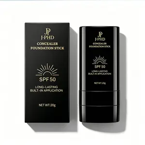 SPF 50 Sunscreen 2-in-1 Concealer Stick with Brush WheatShade Waterproof Flawless Coverage UV Protection Foundation Longwearing Makeup Matte Filter for Acne Scars Dark Circles Blemish Eraser