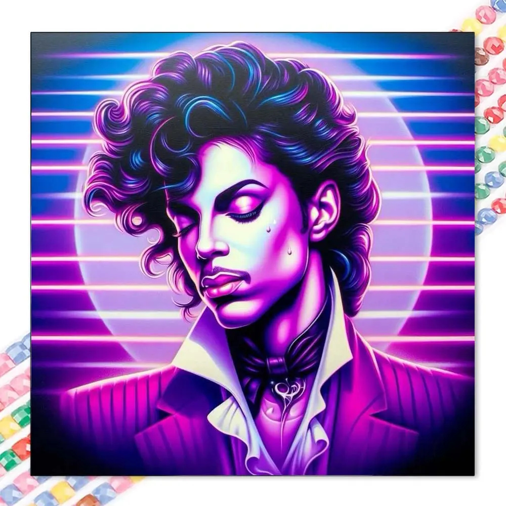 1 DIY diamond painting kit, 5D diamond art kit, DIY decor, Craft, purple suit, rainbow halo, retro stripes diamond painting kit full round drill, mosaic, diamond art, DIY art home decor, suitable for Christmas.