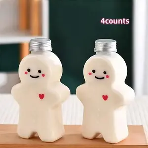 Gingerbread Man Shaped Water Bottle, 4 Counts/set Cute Empty Juice Bottle, Drinkware for Home Office School Party