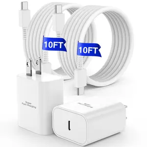 SANPRIO 45W Super Fast Charger Type C for iPhone 17 & Samsung S25 S24 with 10FT USB C Charging Cord for iPhone 16 Pro Max/16 Pro/16 Plus/15 Pro Max/15 Pro/15 Plus,S25/S24/Ultra-White