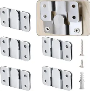 6 Pairs Flush Mount Bracket, 54 x 30mm Interlocking Picture Hanging Hooks Stainless Steel Photo Frame Hook Furniture Connector