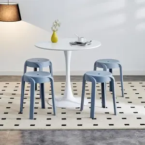 18 inch Plastic Stack Stools,Portable Plastic Stool (Set of 6), Round Stackable Chair,Stools Chairs for Students Round Stools,for Indoor,Outdoor,Home, Office, Classroom, Waterproof (Blue(Set of 6))