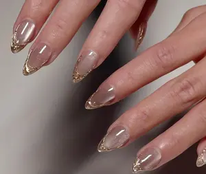Handmade Gold French Cat Eye Press On Nails