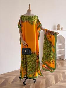 Women's Floral & Butterfly & Peacock Print Cape Shawl & Scarf Set, Elegant Casual Scarf & Cape Shawl Set for Beach Vacation, Fashion Accessories for Women