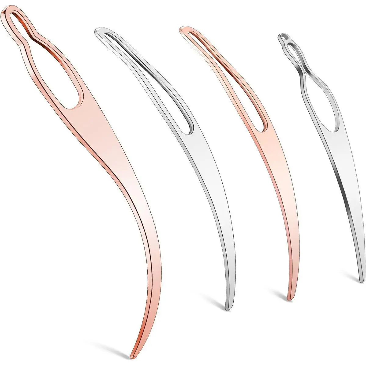4 Pieces Sisterlock Retighten Tool, Dreadlock Tool for Hair, Dreadlock Crochet Needle, Loc Crochet Needle for Hair Extensions Styling Loc Maintenance(Rose Gold, Silver)