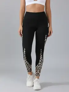 Women's Colorblock & Leopard Patchwork Pocket Sports Leggings, Comfy Breathable High Stretch Yoga Leggings, Ladies Sportswear for Indoor Outdoor Wear, Gym Clothes, Skinny Yoga Bottoms, Tight Leggings, Athleisure Fitness Leggings