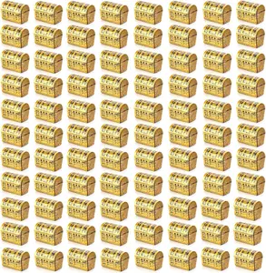 100 Pieces Mini Pirate Gold Plastic Treasure Chest Vintage Jewelry Storage Box for Pirate Play Set Pretend Cosplay Birthday Halloween Christmas Party Favors
