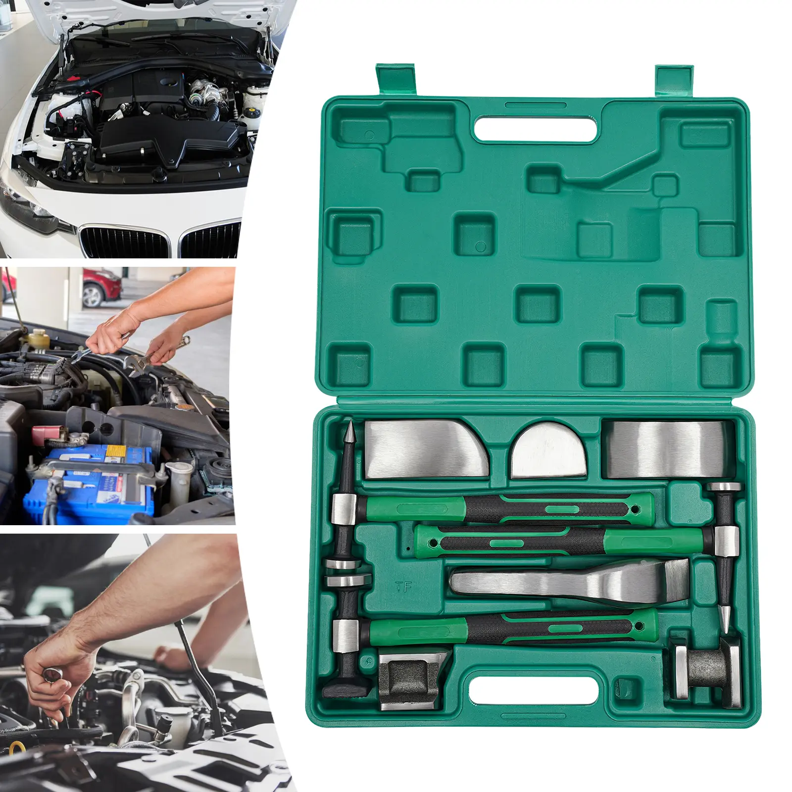 9PCS Car Dent Remover Kit - High-Strength Steel Car Repair Tools with Puller, Portable Storage Toolbox for Home & Shop Use, Ideal for Summervibes Outdoor Fun
