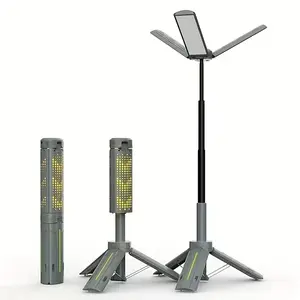 Rechargeable 8000mAh Retractable Camping Light, High Lumen Work Light with 3 Adjustable LED Lamp Heads and Dimmable Brightness, Equipped with 3.4-Foot Tripod – Must-Have for Camping, Ideal for Garage Use, Emergencies, BBQs, Gatherings and Festival Gifts