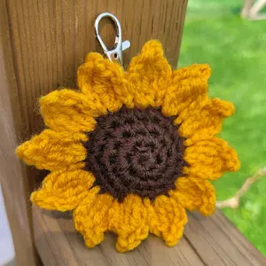 Crochet Sunflower Keychain Clip