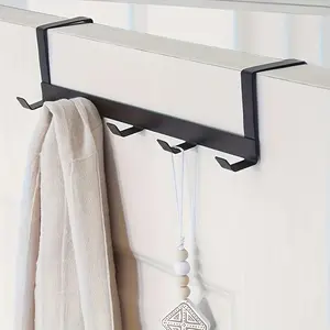 1 Pc Over The Door Hook Rack, Wall Mounted No Drill Design, Easy Install Strong Load-Bearing Stable, For Bathroom Entrance Towel Clothes Coat Hat Storage