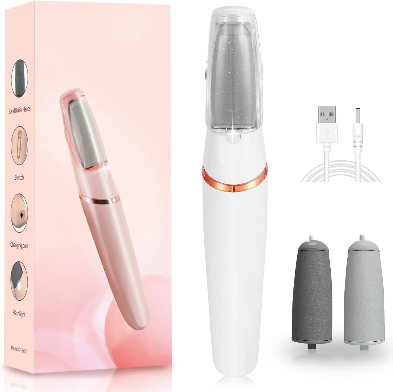 Electric Pedicure Grinder for Nail Care - Rotary Deep Exfoliating Corn & Callus Trimmer, Travel Size, Easy Storage, Removes Hard Skin, Automatic Dead Skin Tool for Heel Cracks & Cuticles, Portable Manicure Set, Abs, Leaves Feet Soft