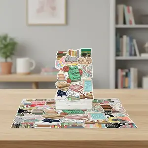 Reading Series Graffiti Sticker, 50pcs/set Waterproof Cartoon Decorative Stickers, Durable Self Adhesive Stickers, DIY Creative Reusable Sticker for Crafts Water Bottle & Laptop, Sticker Packs, Paper Book, Scrapbooking, Scrapbook Materials, Graphic Decal