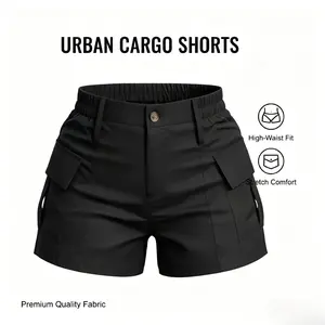 2026 European and American foreign trade cross-border new ebay casual women's high-waisted button street pocket tooling shorts women