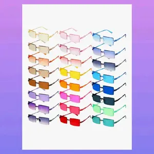 1pc Rimless Rectangle Sunglasses for Women Men Frameless Square Sunglasses Multicolor Gradient Eyewear Unisex