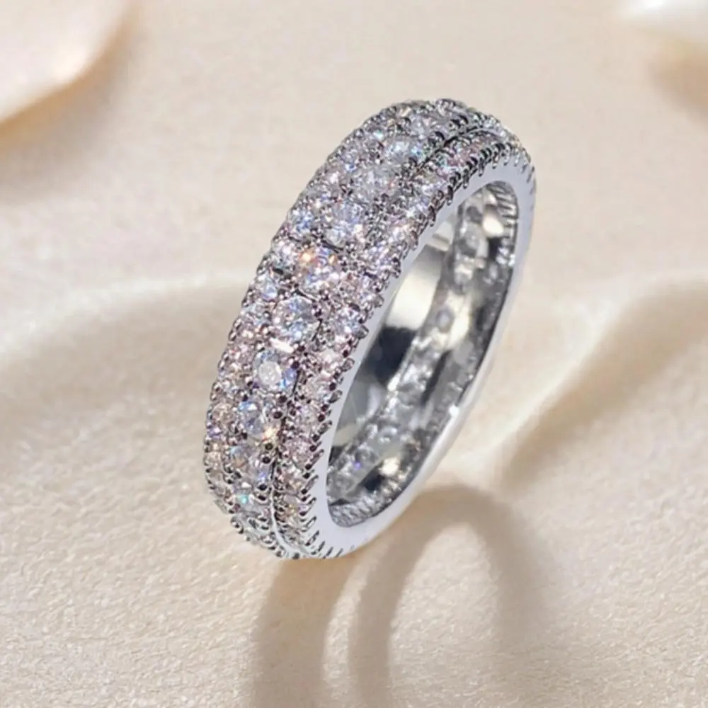 Exquisite Eternity Women Ring with Sparkling  Inlays Perfect for Engagement Wedding Evening Parties Anniversaries .Engagement Wedding  Romantic Gift for Her Double Layered Ring Jewelry Gifts promise rings