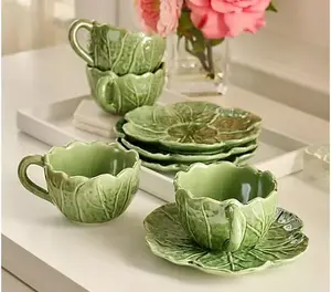 Cozy Cottage by Liz Marie Set of 4 Cabbage Teacups